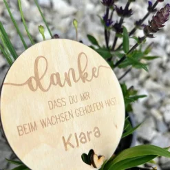 Personalisierter Blumenstecker zum Kitaabschied "Danke, dass du mir/uns beim wachsen geholfen hast", Einschulung