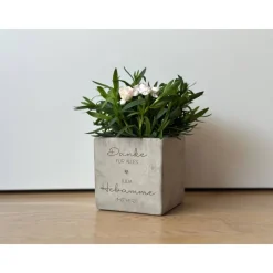 Personalisierter Blumentopf Beton-Optik mit Herz – Geschenk für Hebamme, Erzieherin, Arzt & Kollegin