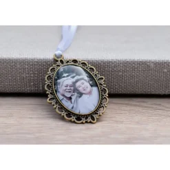 Personalisierter Brautstrauß Anhänger mit Foto oder Text | Handgemachter Erinnerungsschmuck Hochzeit