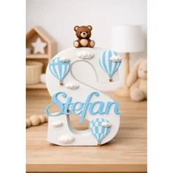Personalisierter Buchstabe, Heißluftballon & Teddy,personalisiertes Geschenk, Kinderzimmer Deko, Handmade, Taufgeschenk,
