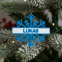 Personalisierter Christbaumschmuck Schneeflocke mit Namen | Weihnachtsdeko aus 3D-Druck | Individueller Tannenbaumschmuc