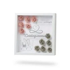 Personalisierter 3D Bilderrahmen | Blumen & Wunschmotiv | Geschenk für Hochzeit,Jahrestag,Freundschaft|Shadow Box Unikat