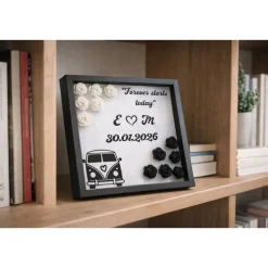 Personalisierter 3D Bilderrahmen | Blumen & Wunschmotiv | Geschenk für Hochzeit,Jahrestag,Freundschaft|Shadow Box Unikat