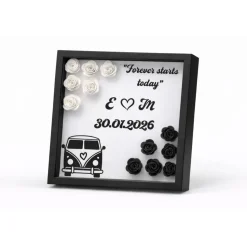 Personalisierter 3D Bilderrahmen | Blumen & Wunschmotiv | Geschenk für Hochzeit,Jahrestag,Freundschaft|Shadow Box Unikat