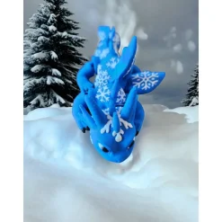 Personalisierter 3D-gedruckter Schneeflocken-Drache mit Ei-Schneekugel-Ständer