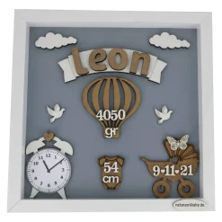 personalisierter 3D-Rahmen zur Geburt, Geschenk zur Geburt, Taufgeschenk, Babyrahmen, Geschenk zur Taufe, Taufgeschenk,