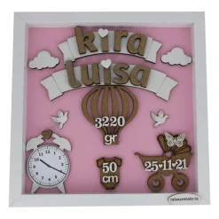 personalisierter 3D-Rahmen zur Geburt, Geschenk fürs Baby, Taufgeschenk, Babyrahmen