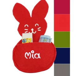 Personalisierter Filzhase rund mit Tasche in verschiedenen Farben - Geldgeschenkverpackung zu Ostern mit Name