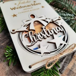 Personalisierter Geschenkanhänger & Weihnachtsbaumschmuck aus Holz – Adventsdeko mit Gravur