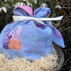 Personalisierter Geschenkbeutel für Ostern für Erwachsene „Ei feel good“ - Blau