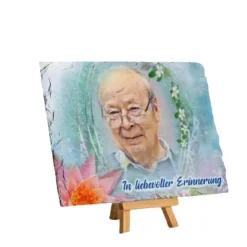 Personalisierter Grabschmuck von deinem Foto  auf Natur Schiefertafel