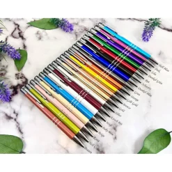 Personalisierter gravierter Metall Kugelschreiber in Wunschfarbe und Box mit Gravur als Geschenk in Geschenkverpackung E