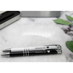 Personalisierter gravierter Metall Kugelschreiber in Wunschfarbe und Box mit Gravur als Geschenk in Geschenkverpackung E