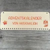Personalisierter Holz-Adventskalender mit Fuchs mit Weihnachtsmütze