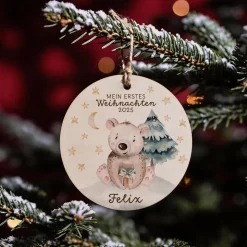 Personalisierter Holzanhänger *Mein erstes Weihnachten* / Meilenstein, Baumschmuck, Anhänger für Babygeschenk