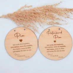 Personalisierter Holzanhänger für Patenkind – Emotionales Geschenk mit graviertem Spruch von Patentante oder Patenonkel