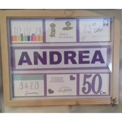 Personalisierter Holz-Bilderrahmen zur Geburt – Einzigartiges Geschenk mit Name und Geburtsdaten