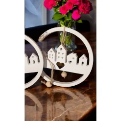 Personalisierter Keraflott-Loop mit Stadt-Silhouette – Handgemachte Türdeko & Wanddeko