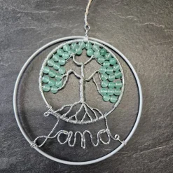 Personalisierter Lebensbaum, handmade, mit echten Edelsteinperlen. Geschenk zur Kommunion, Taufe, Geburt oder Geburtstag