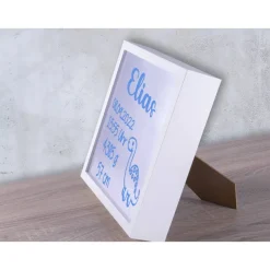 Personalisierter Leuchtrahmen MIT TIMER Geschenk zur Geburt, Taufe, Babygeschenk für Mädchen oder Junge, Bilderahmen