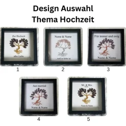 Personalisierter Mini Edelsteinbaum im 3D-Bilderrahmen – Einzigartiges Hochzeitsgeschenk & Dekoration