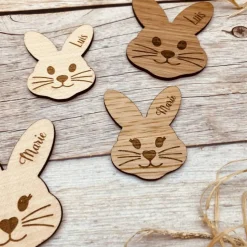 personalisierter Osteranhänger aus Holz | Tischdekoration mit graviertem Namen | individuelle Platzkarte | Osterkorb