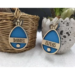 Personalisierter Osteranhänger aus Holz & Filz | Hase in Eierform | Geschenk-Tag, Osterdeko, Frühlingsdeko