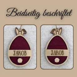 Personalisierter Osteranhänger aus Holz & Filz | Hase in Eierform | Geschenk-Tag, Osterdeko, Frühlingsdeko