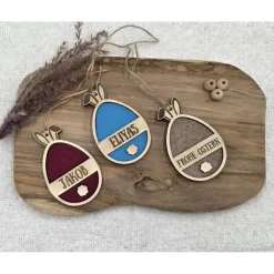 Personalisierter Osteranhänger aus Holz & Filz | Hase in Eierform | Geschenk-Tag, Osterdeko, Frühlingsdeko