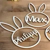 Personalisierter Osterhasekopf - Geschenkanhänger aus Holz