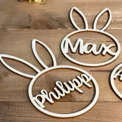 Personalisierter Osterhasekopf - Geschenkanhänger aus Holz