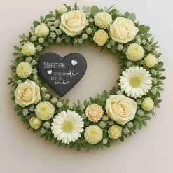 Personalisierter Schieferherz-Gedenkstein mit Gravur – Wetterfester Grabschmuck mit Namen