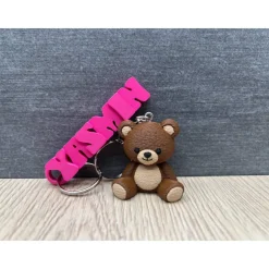 Personalisierter Schlüsselanhänger mit Namen – Teddy Bär – Geschenk für Kinder & Einschulung