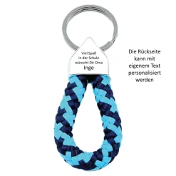 personalisierter Schlüsselanhänger Schulkind Junge mit Name, Glücksbringer für Schulranzen/Rucksack, Nr. 3