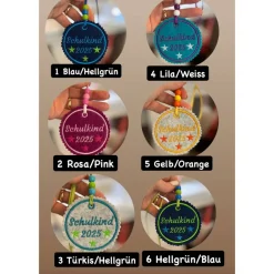 Personalisierter Schultütenanhänger zur Einschulung zum Befestigen an der Schultüte Schulranzen Tornister