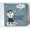 Personalisierter Schutzengel Fußballer Junge – Handgemaltes Geschenk zur Taufe & Geburt, 20x20cm