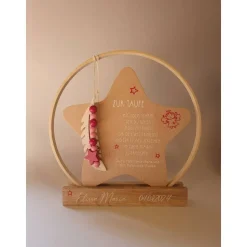 personalisierter Stern als Geschenk zur Geburt oder Taufgeschenk | Taufdeko mit Schutzengel | Holzstern + Taufspruch