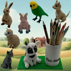 Personalisierter Stiftehalter zur Einschulung mit 28 Tiermotiven – Schreibtisch Organizer - Stifthalter für Kinder