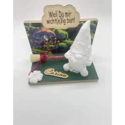 Personalisierter Wichtel mit Holzschild & Wunscherfüller – Handgemachtes Geschenk für Weihnachten & Geburtstag