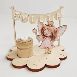 Personalisierter Zahnfee Teller für Mädchen aus Birkensperrholz