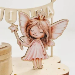 Personalisierter Zahnfee Teller für Mädchen aus Birkensperrholz
