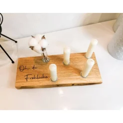 Personalisiertes Adventsbrett / Adventskranz aus hochwertigem Eichenholz mit Wunschgravur