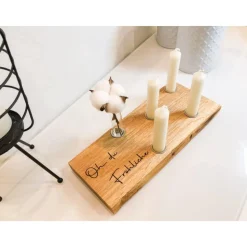 Personalisiertes Adventsbrett / Adventskranz aus hochwertigem Eichenholz mit Wunschgravur