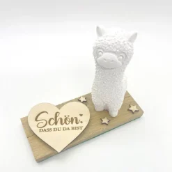 Personalisiertes Alpaka / Lama Geschenk mit Holzschild – Lustige Deko & Geschenkidee mit Spruch