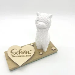 Personalisiertes Alpaka / Lama Geschenk mit Holzschild – Lustige Deko & Geschenkidee mit Spruch