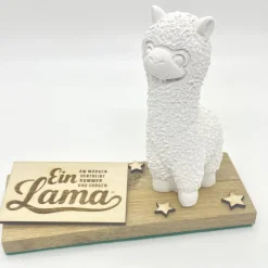 Personalisiertes Alpaka / Lama Geschenk mit Holzschild – Lustige Deko & Geschenkidee mit Spruch