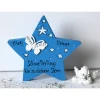 Personalisiertes Andenken Sternenkind – Handbemalter Holzstern mit Name als Erinnerungsgeschenk