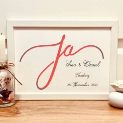 Personalisiertes Andenken für Brautpaare - Ja gesagt -Geldgeschenk zur Hochzeit