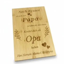 Personalisiertes Bambus-Holzbrett mit Lasergravur – Unikat Geschenk für Oma & Opa