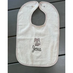 personalisiertes besticktes Babyset,  Kapuzenhandtuch und großes Lätzchen mit süßem Fuchs und Namen, Geschenkidee Geburt